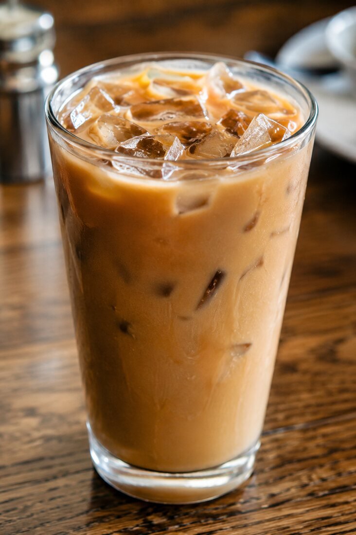 Iced coffee over ice